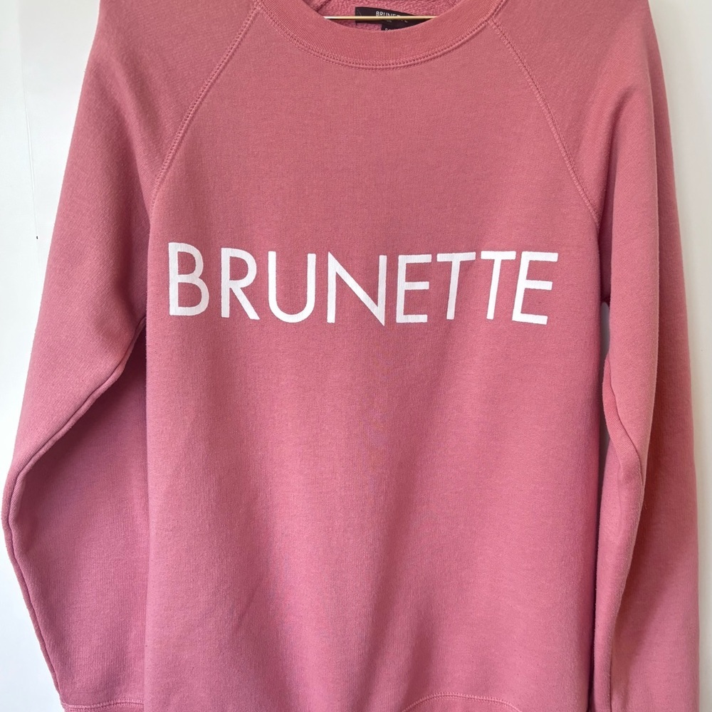 Brunette The Label| Rose Pink ‘BRUNETTE’ Crewneck Comfy Cozy Sweatshirt Sz S
